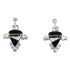 Jet And Mother Of Pearl Inlay Sterling Silver Post Dangle Earrings RX56551